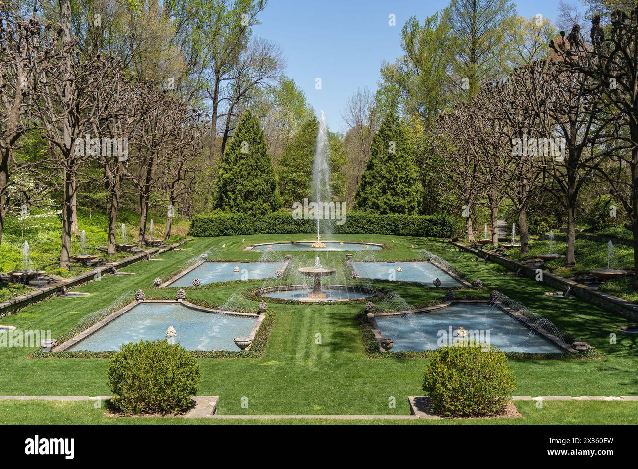 Italienischer Wassergarten in Longwood Gardens Stockfoto