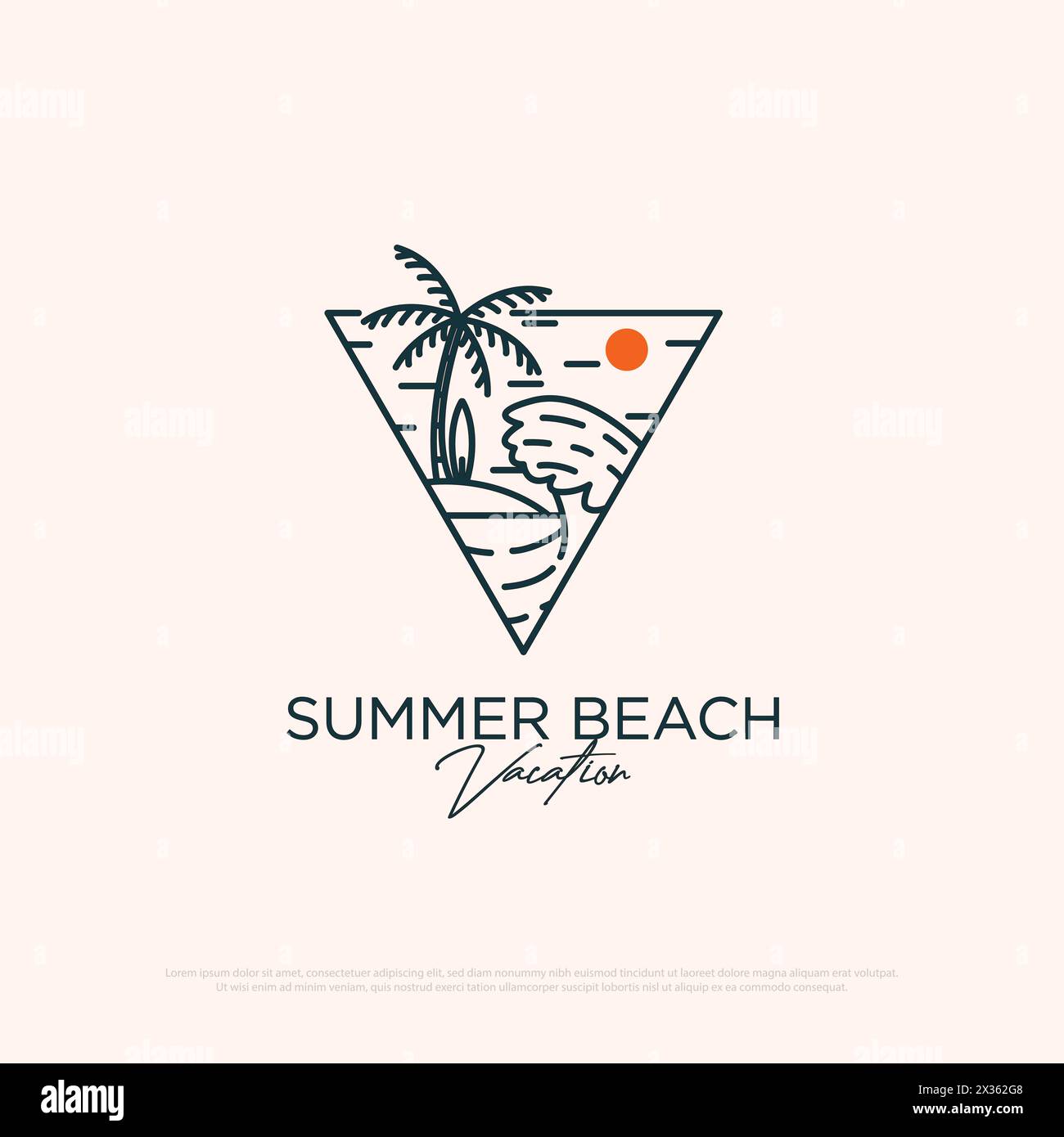 Minimalistischer Sommer Strand Logo Design Vektor ideal für Reisebüro Logo Designs Inspiration Stock Vektor