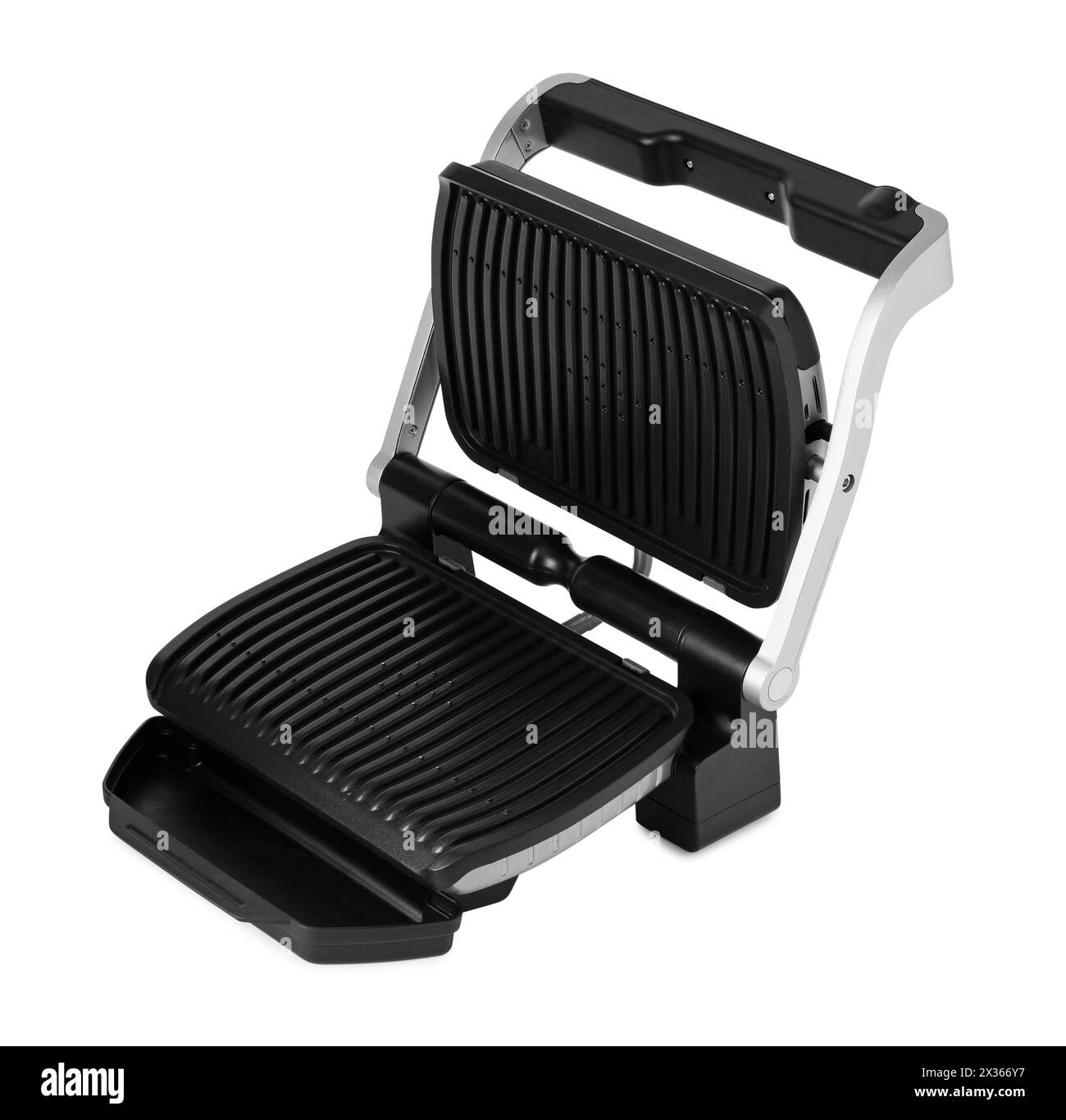 Elektrischer Grill isoliert auf weiß. Kochgerät Stockfoto