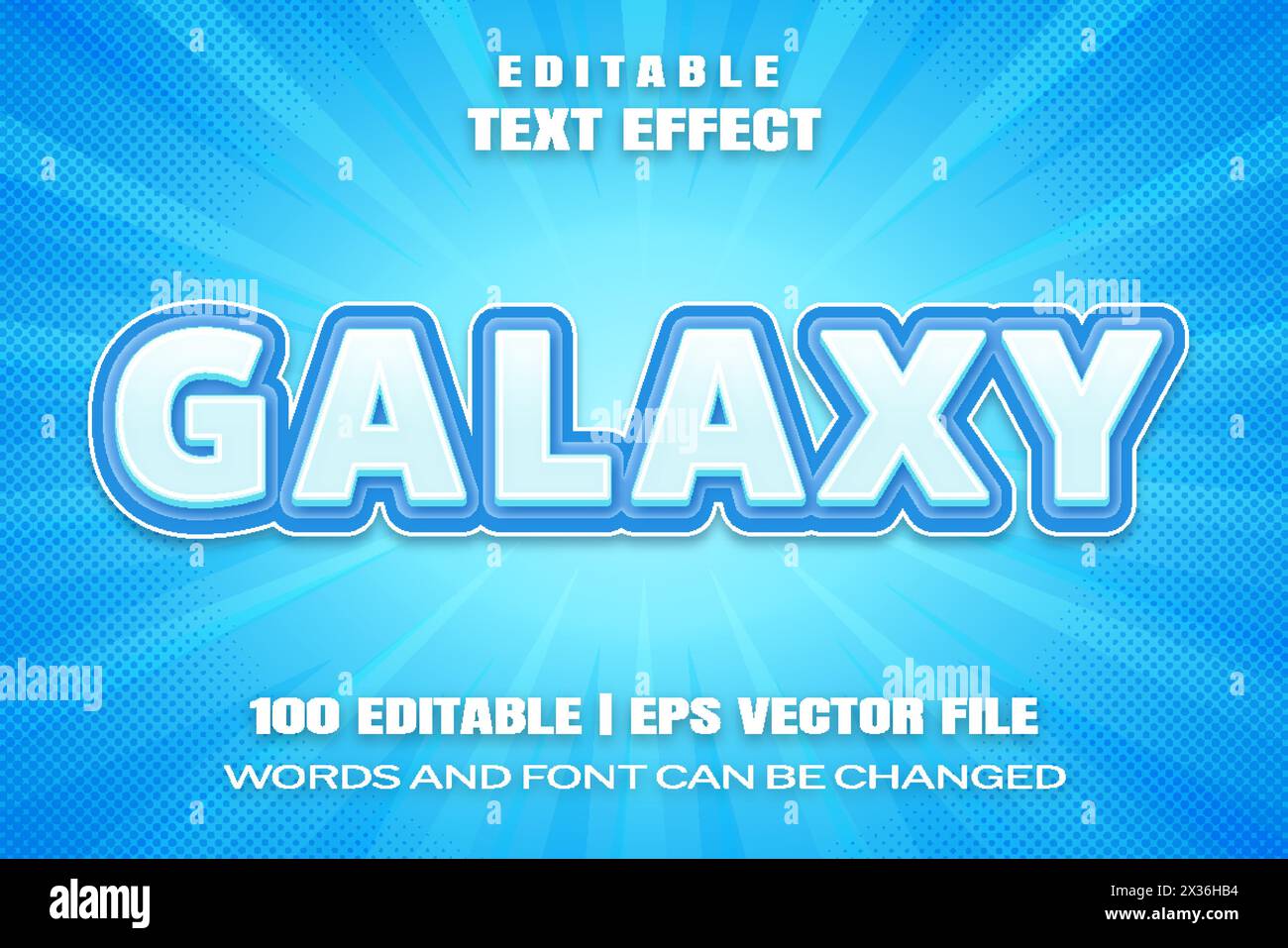 Editierbare Texteffekte Galaxy , Wörter und Schriftart können geändert werden Stock Vektor