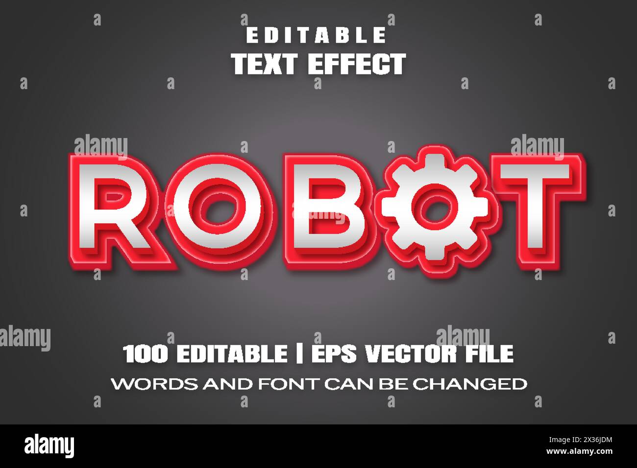 Bearbeitbare Texteffekte Roboter , Wörter und Schriftart können geändert werden Stock Vektor