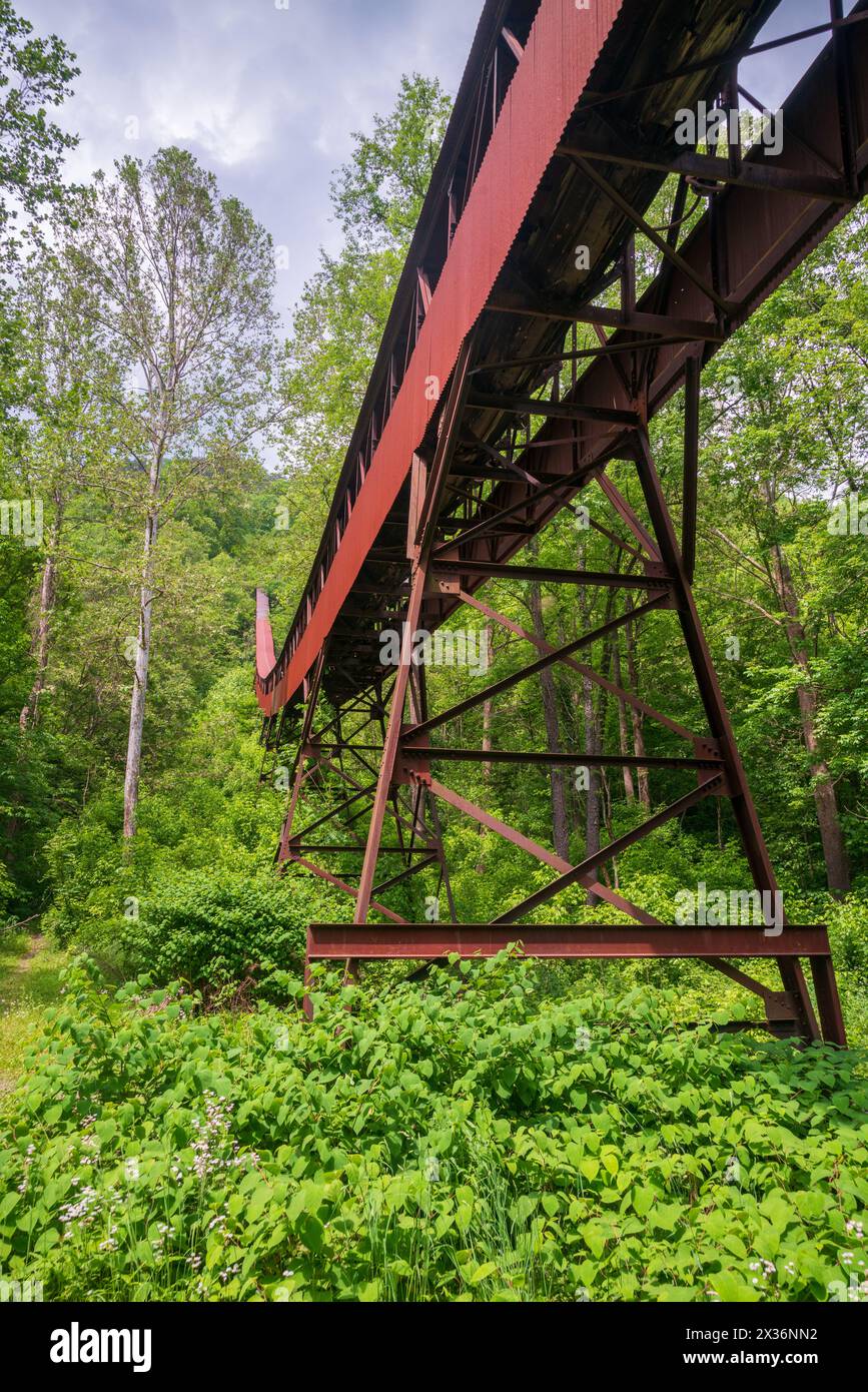 Der Nuttallburg Coal Conveyor und Tipple im New River Gorge National Park in West Virginia, USA Stockfoto