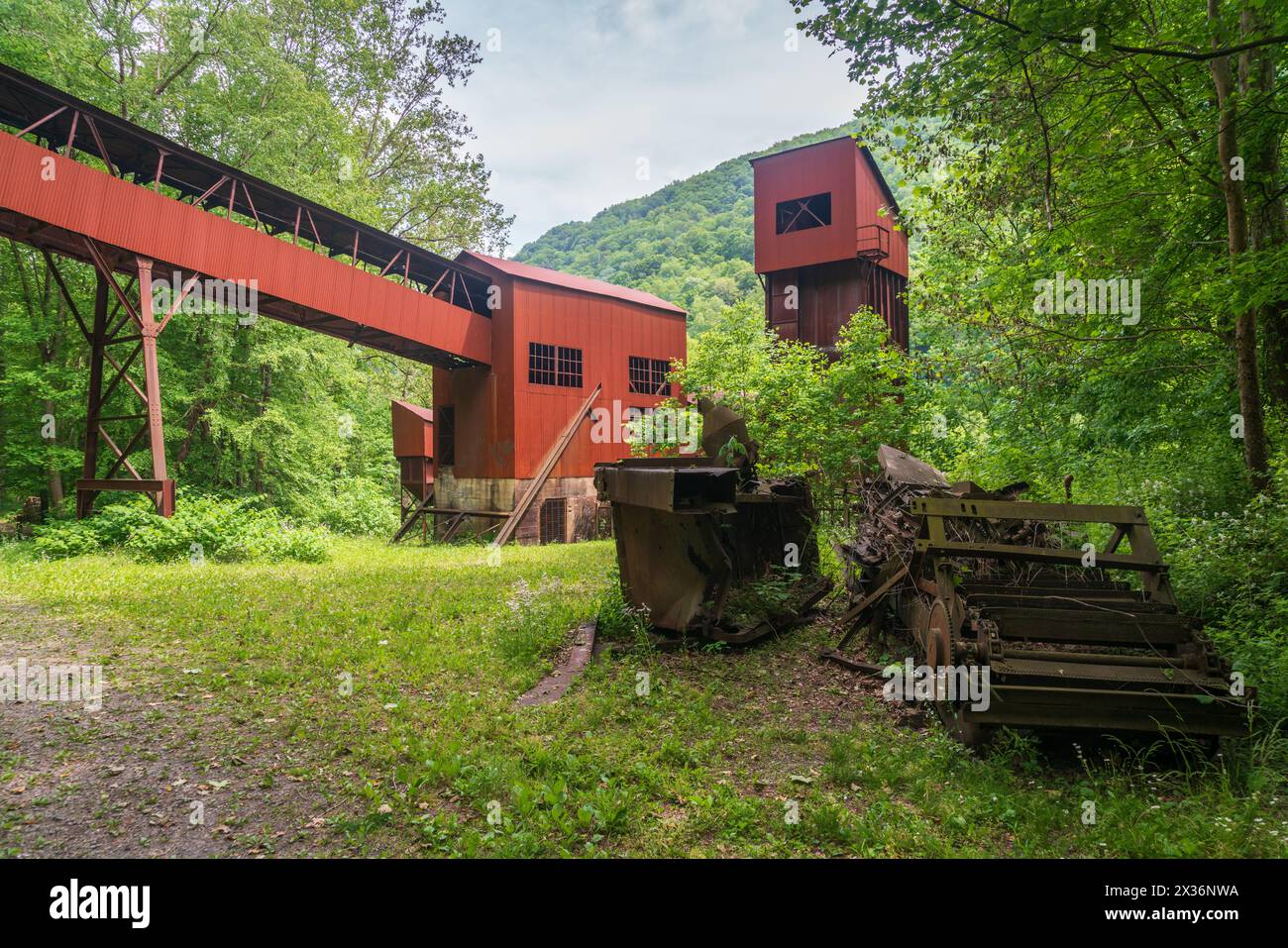 Der Nuttallburg Coal Conveyor und Tipple im New River Gorge National Park in West Virginia, USA Stockfoto