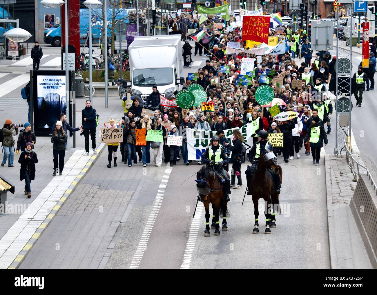 STOCKHOLM, SCHWEDEN - 19. APRIL 2024: Greta Thunberg und Fridays for Future Demonstration in Stockholm. Stockfoto