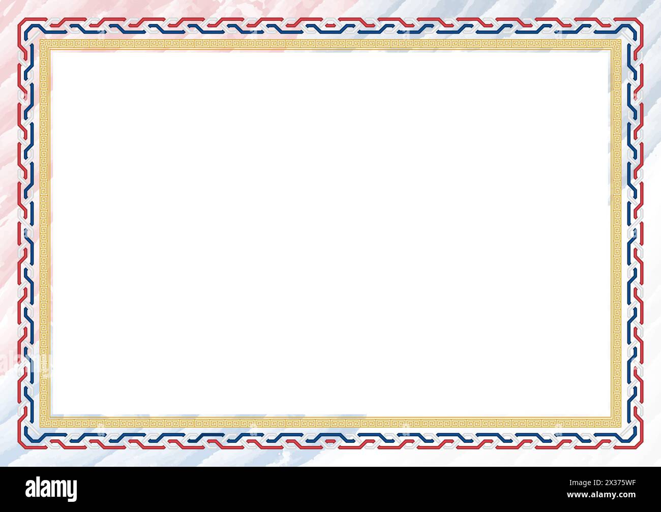 Horizontaler Rahmen und Rahmen mit Farben der serbischen Flagge, Vorlagenelemente für Ihr Zeugnis und Ihren Abschluss. Vektor. Stock Vektor