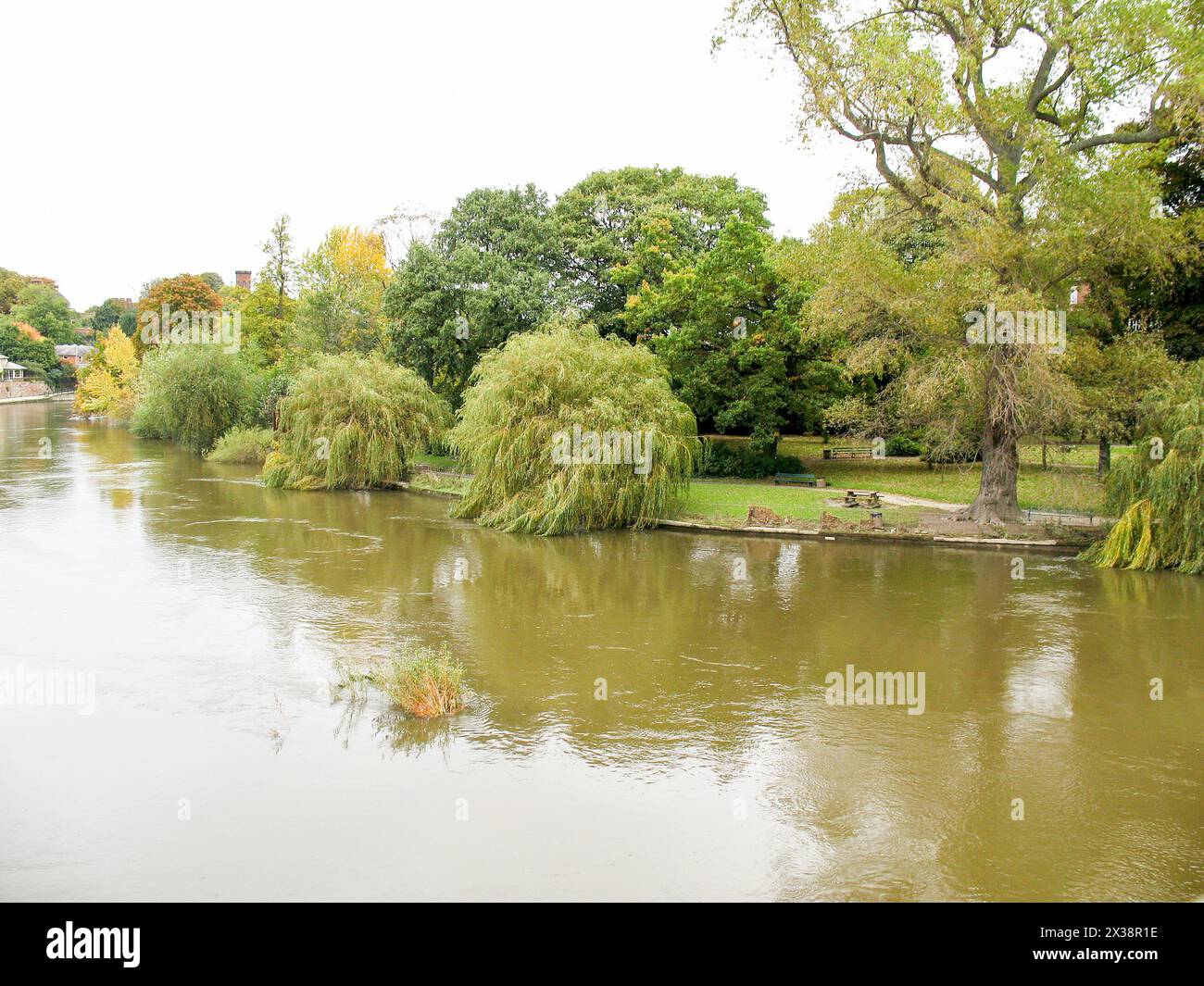 Der Fluss Severn fließt durch Shrewsbury Stockfoto