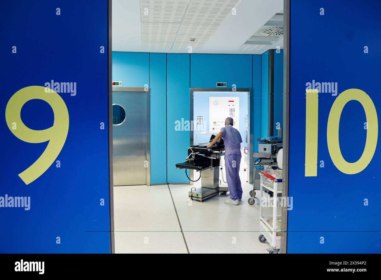 OP-Säle, chirurgische Block. Krankenhaus Policlinica Gipuzkoa, San Sebastian-Donostia, Baskenland, Spanien. Stockfoto