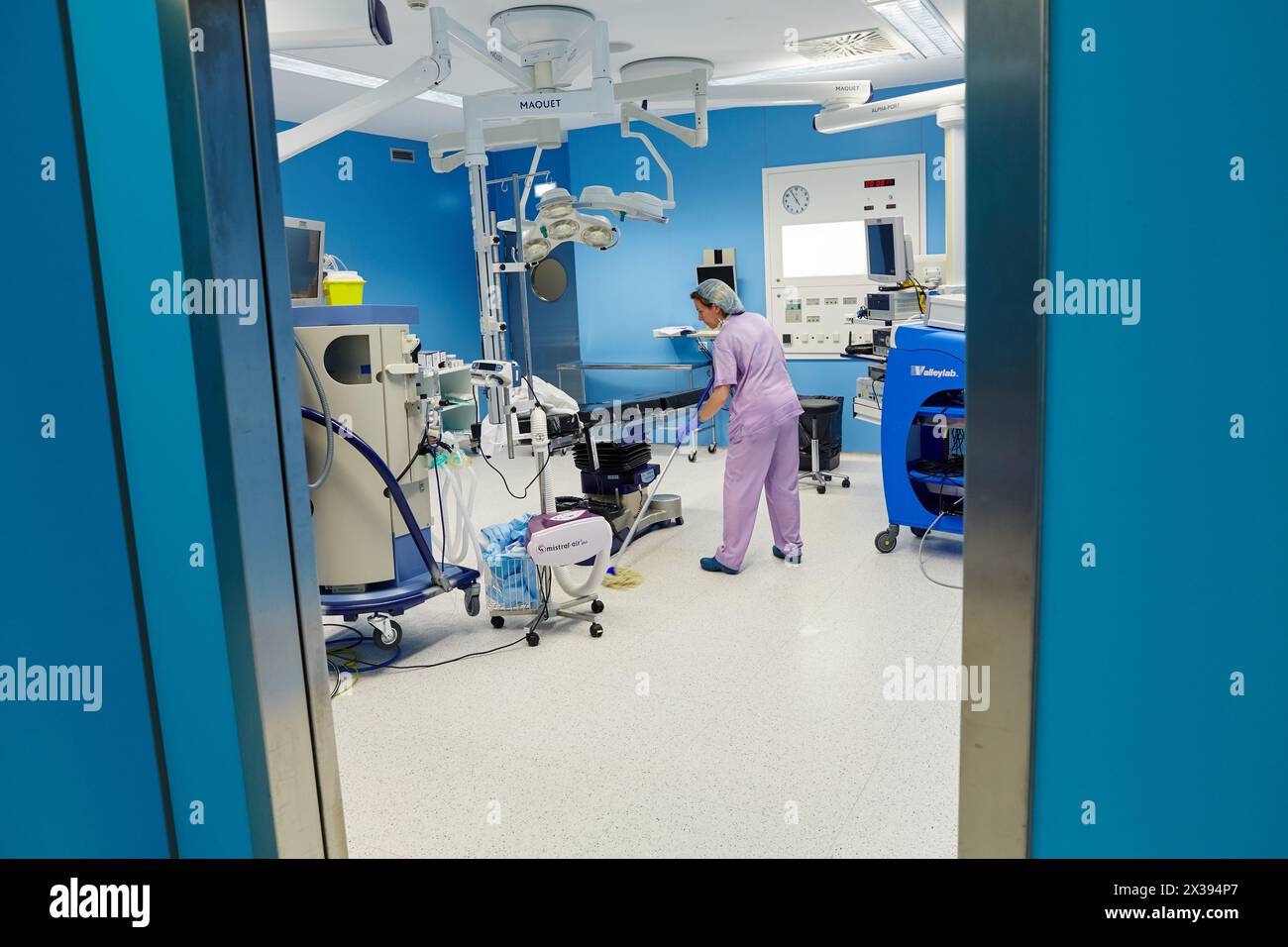 OP-Säle, chirurgische Block. Krankenhaus Policlinica Gipuzkoa, San Sebastian-Donostia, Baskenland, Spanien. Stockfoto