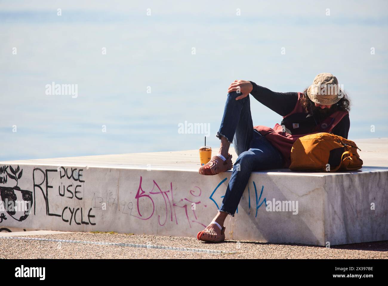 Thessaloniki, griechische Stadtregion Mazedonien in Nordgriechenland Uferpromenade Stockfoto