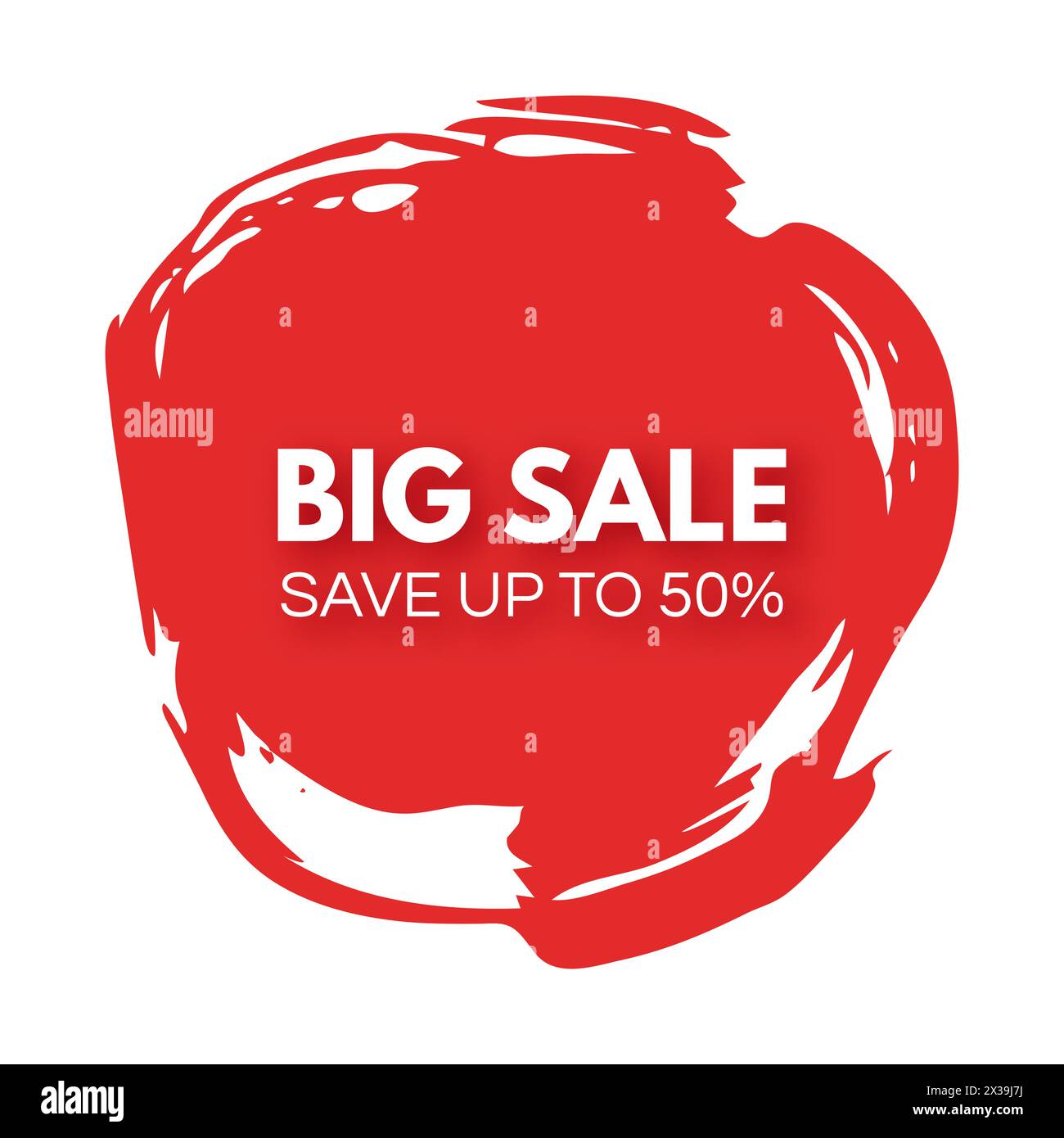Big Sale Banner auf rotem Farbfleck. Text für Werbeaktion für Shopping-Rabatte mit Schatten. Vektorabbildung Stock Vektor