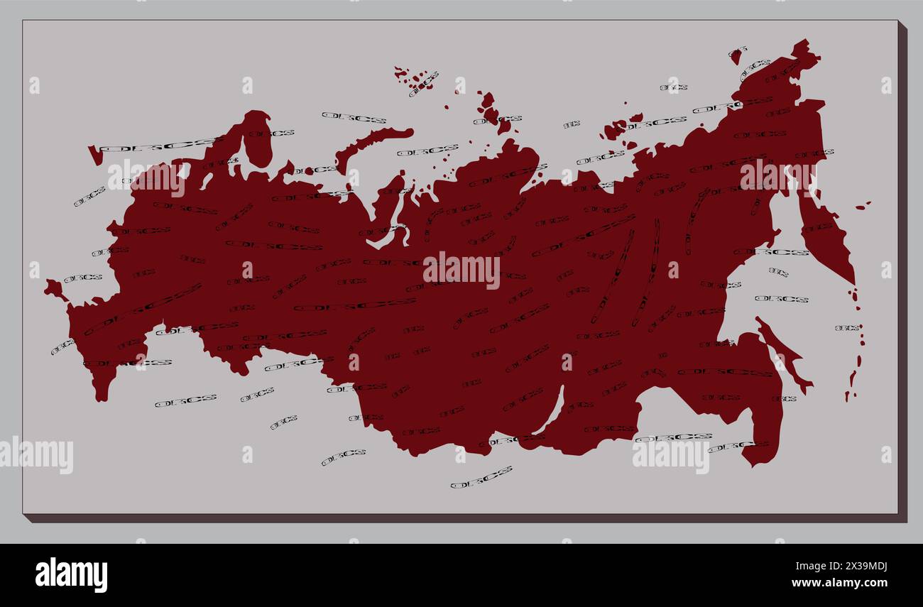 Karte von Russland. Rote Karte. Geografischer Standort. Stock Vektor