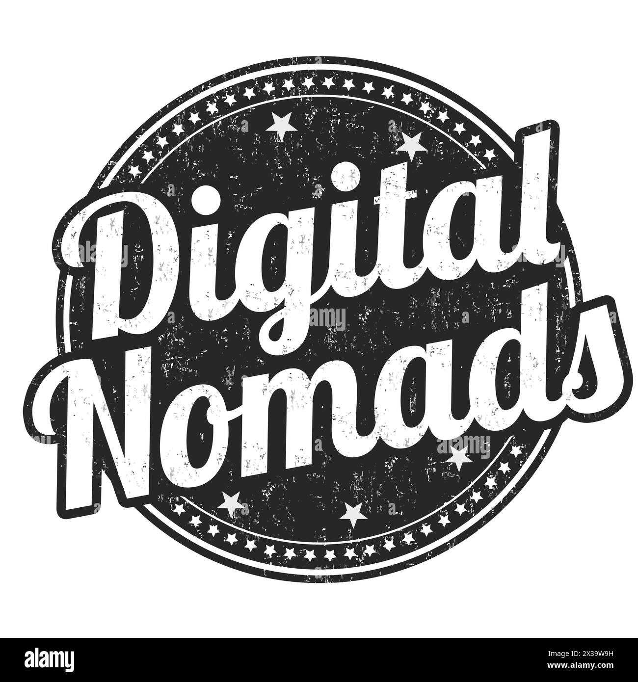 Digitale Nomaden Grunge Gummistempel auf weiß, Vektor-Illustration Stock Vektor
