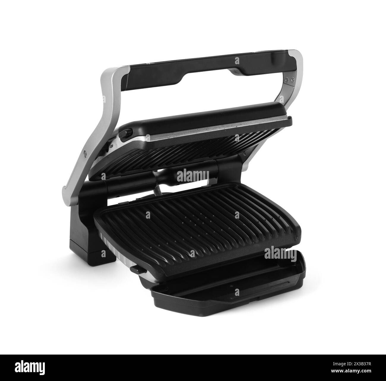 Elektrischer Grill isoliert auf weiß. Kochgerät Stockfoto