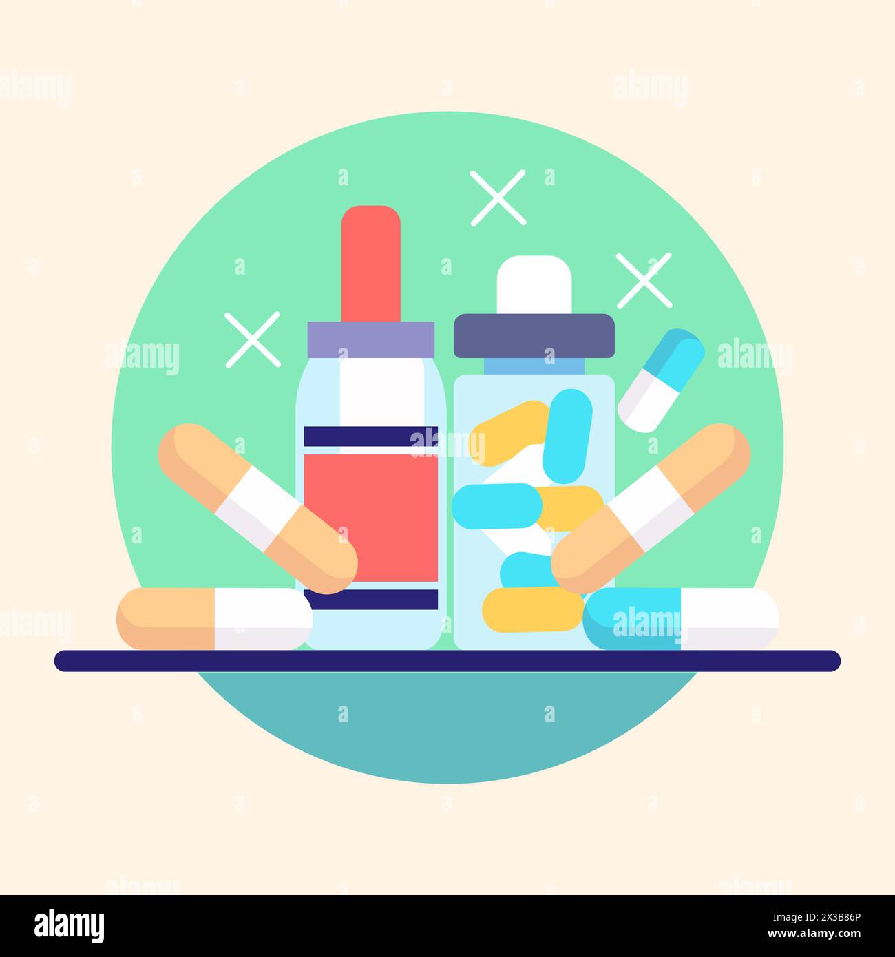 Überdosierung betrunkener Betäubungsmittel Medizin Kapselpille in Flasche Stock Vektor