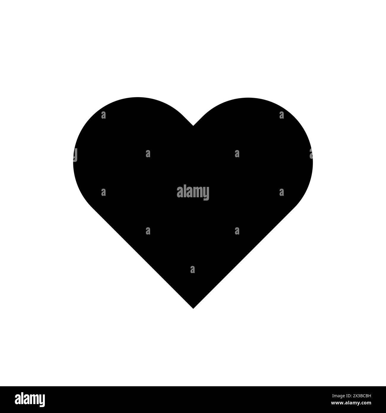 Solide schwarze Herzform. Einfaches Liebessymbol. Klassische romantische Ikone. Vektorabbildung. EPS 10. Stock Vektor