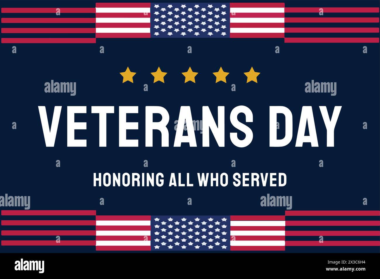 Happy Veterans Day, Hintergrund der Vereinigten Staaten von Amerika. Banner, Poster, Grußkarte. Vektorabbildung. Stock Vektor