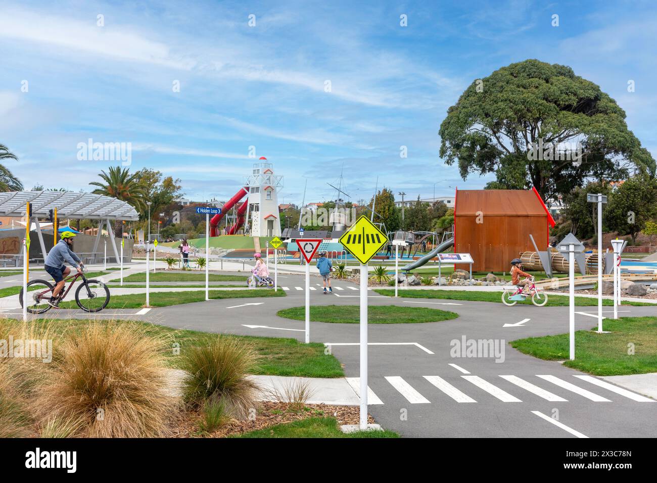 Caroline Bay Playground, Caroline Bay, Timaru (Te Tihi-o-Maru), Canterbury, Südinsel, Neuseeland Stockfoto