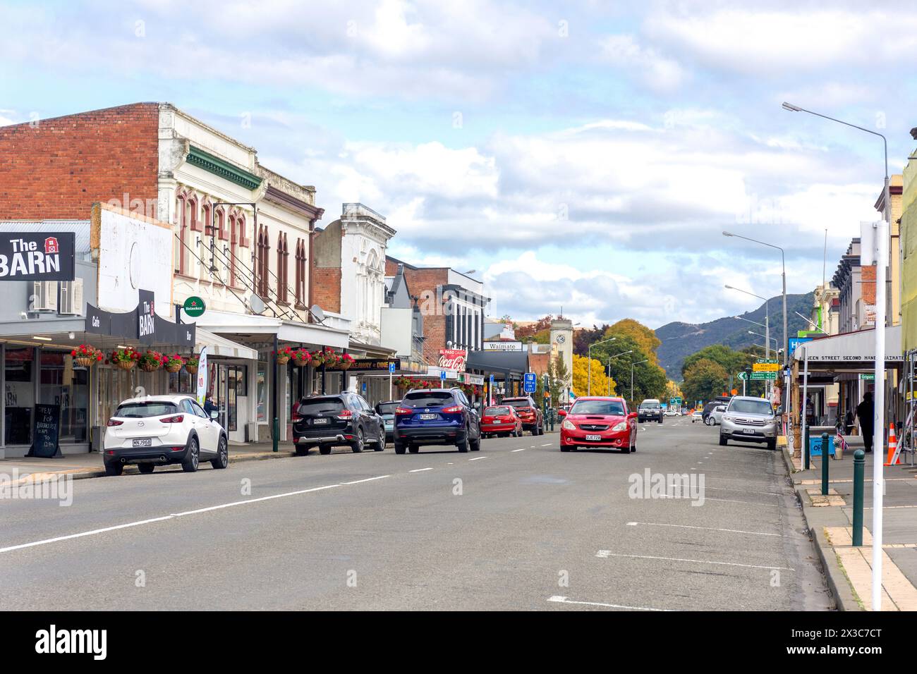 Stadtzentrum, Queen Street, Waimate, Canterbury, South Island, Neuseeland Stockfoto
