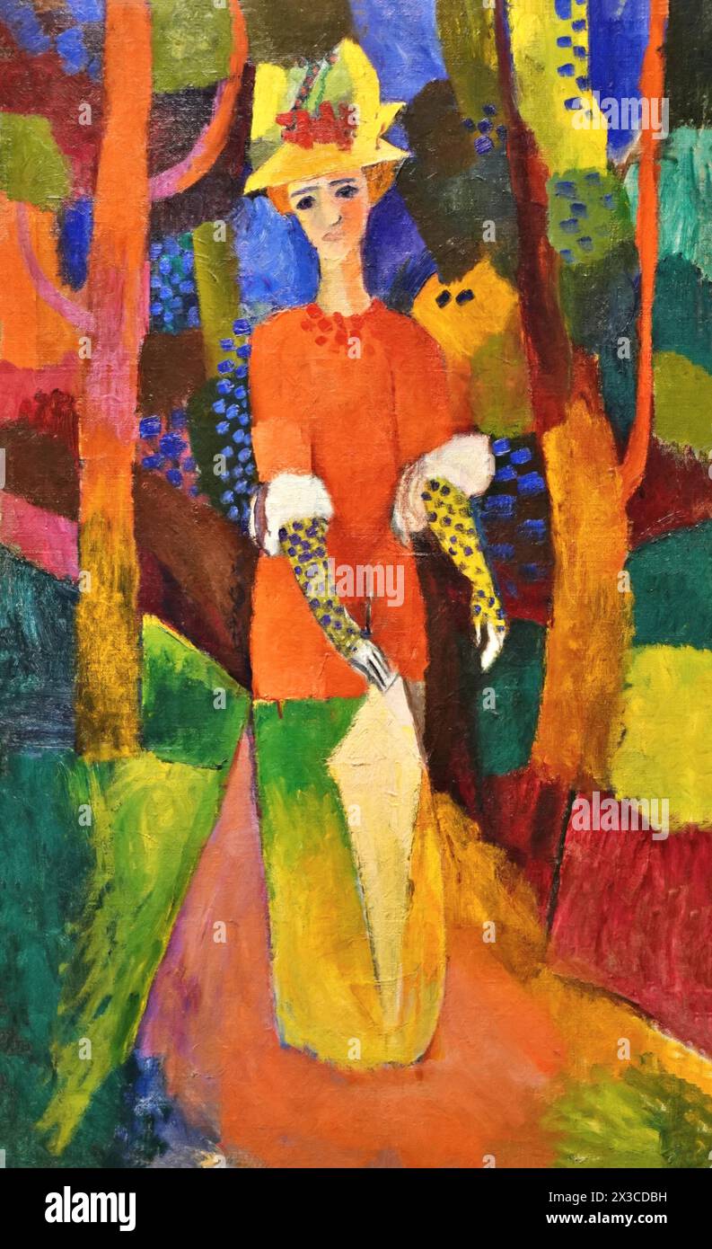 Lady in a Park, 1914 (Gemälde) Macke, August (1887-1914) Deutsch. Stock Vektor