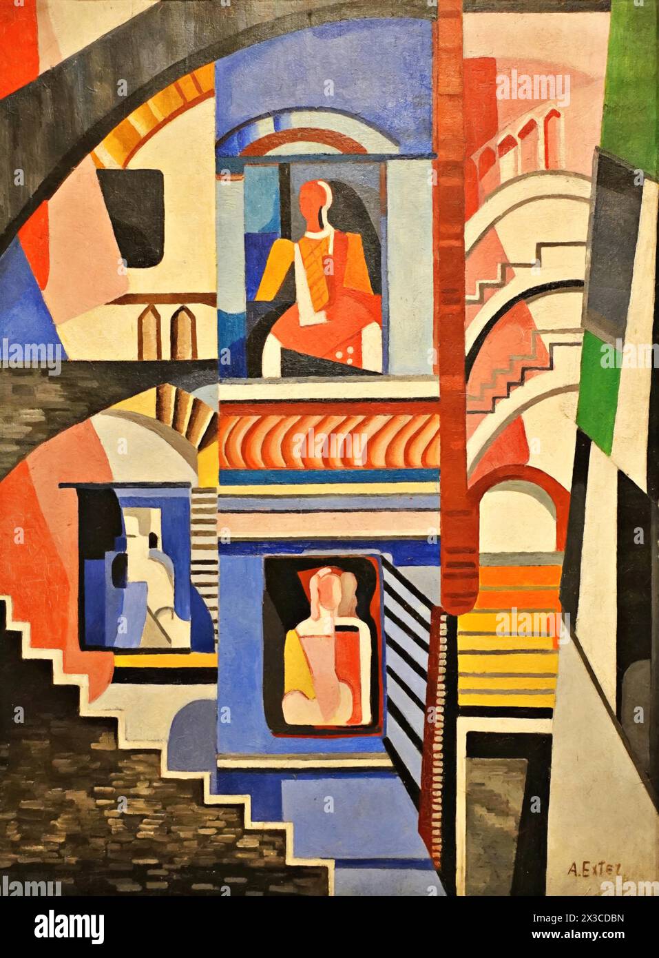 Theaterkomposition, 1925 (Gemälde) von der Künstlerin Exter, Alexandra Alexandrowna (1882-1949) Russisch. Stock Vektor