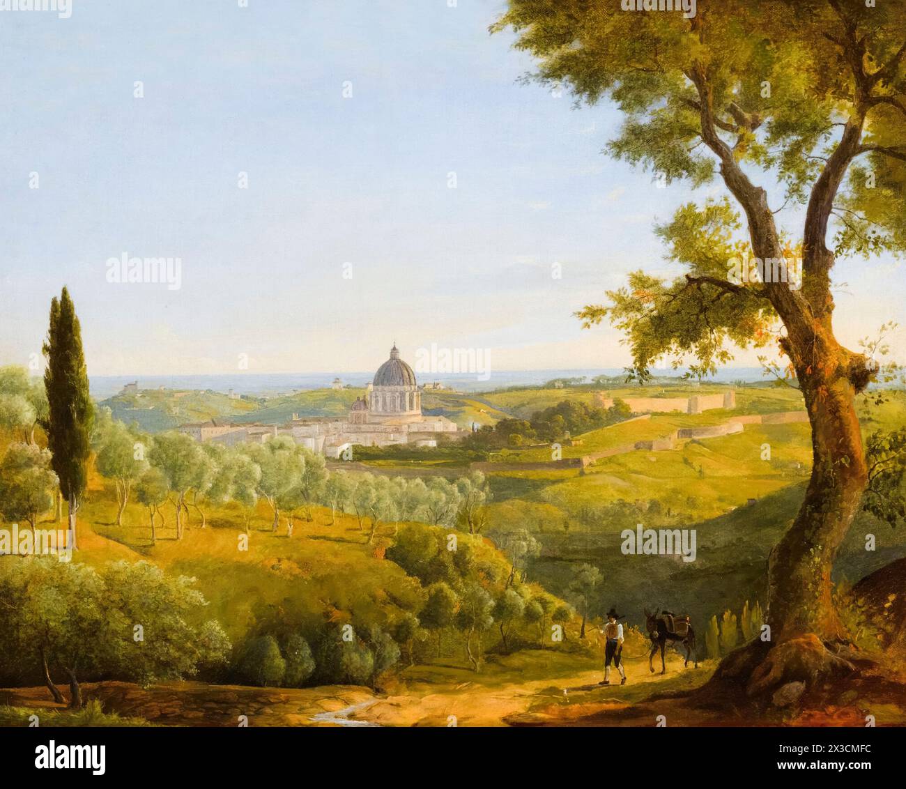 Sir Charles Lock Eastlake, Rom, Blick auf den Petersdom vom Monte Mario, Landschaftsgemälde in Öl auf Leinwand, 1816-1823 Stockfoto