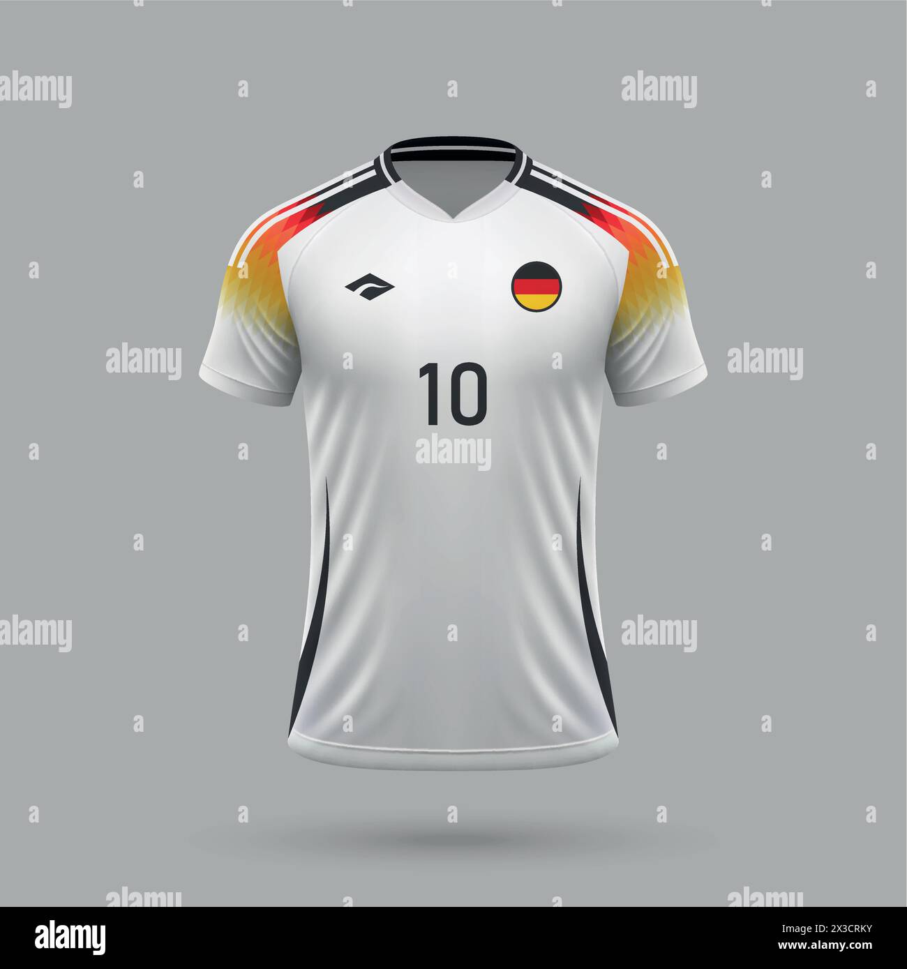 3D realistisches Fußballtrikot Deutschland Nationalmannschaft, Trikot Vorlage für Fußballtrikot 2024 Stock Vektor