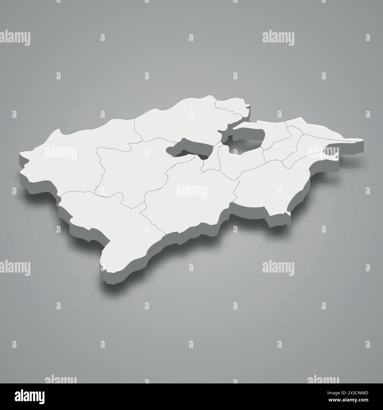Die 3D isometrische Karte von Bizerte ist ein Gouvernement von Tunesien, Vektorillustration Stock Vektor