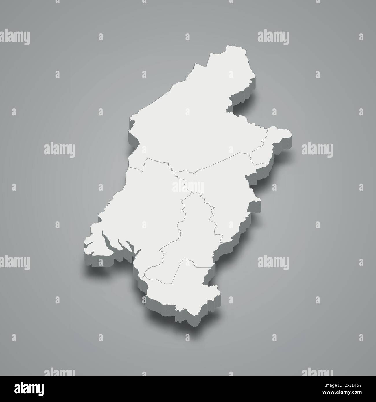 Die 3D-isometrische Karte des Südwestens ist eine Region Kameruns, Vektorillustration Stock Vektor