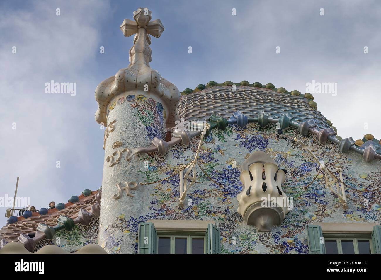 Fassade, Casa Batllo, Appartmenthaus von Antoni Gaudi, Passeig de Gracia, Barcelona, Katalonien, Spanien Stockfoto