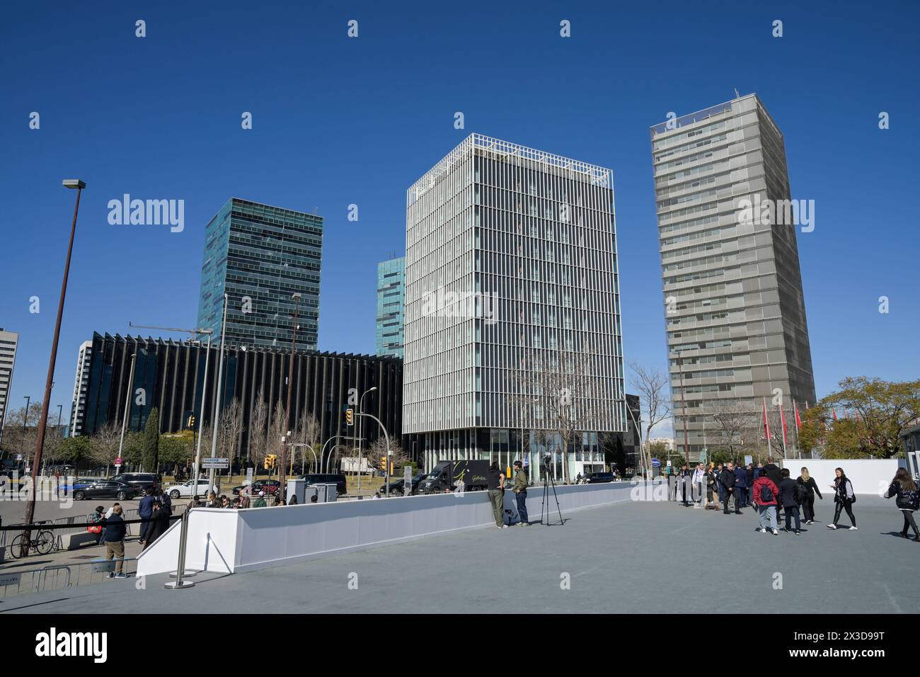 Geschäftshäuser, Bürogebäude, Pl. d'Europa, Barcelona, Katalonien, Spanien Stockfoto