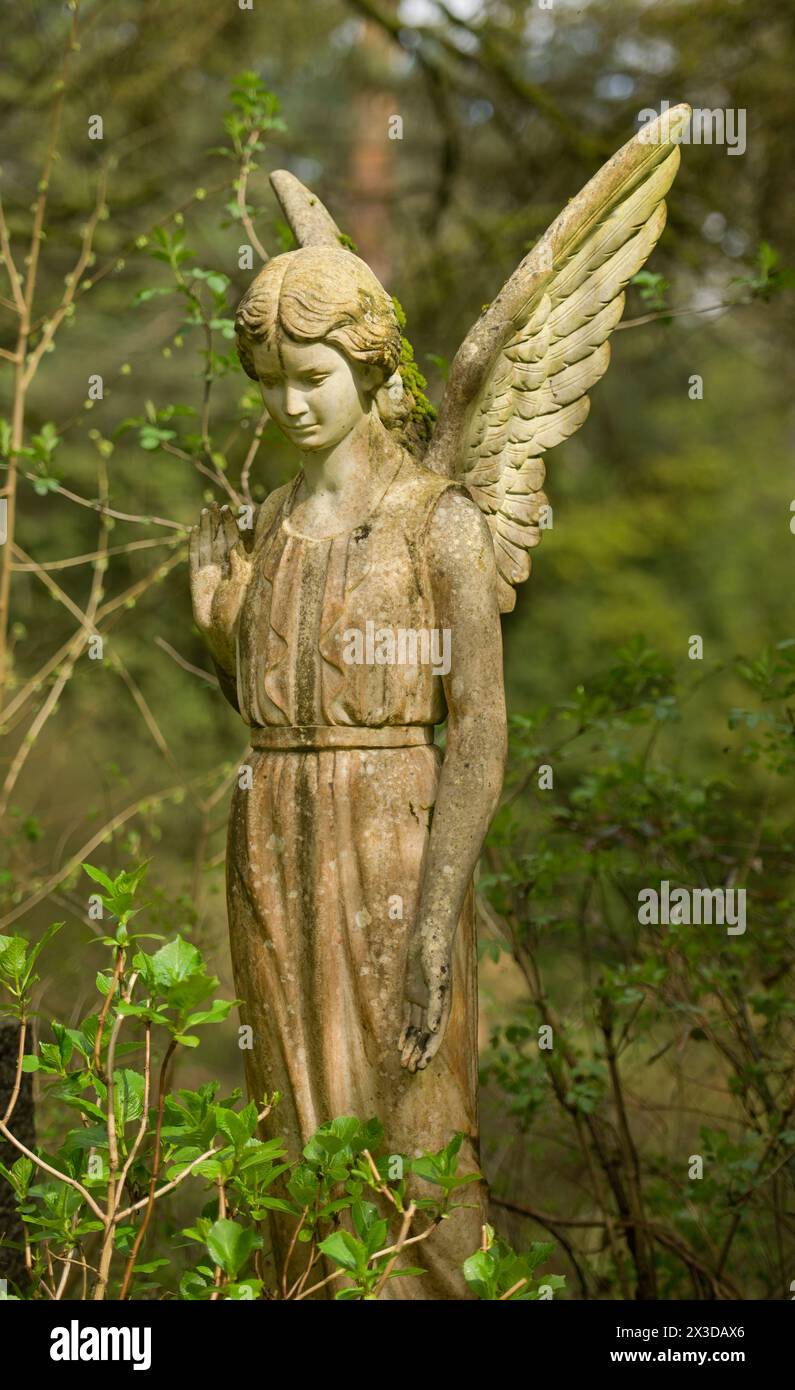 Engelsfigur, Grab, Nordfriedhof, Wiesbaden, Hessen, Deutschland Stockfoto