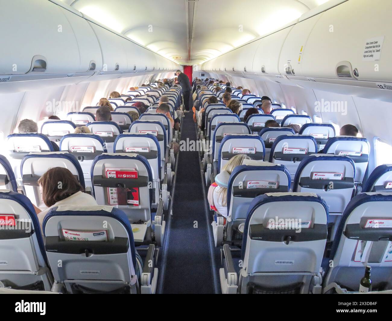 Flugzeug innen, Economy Class Stockfoto