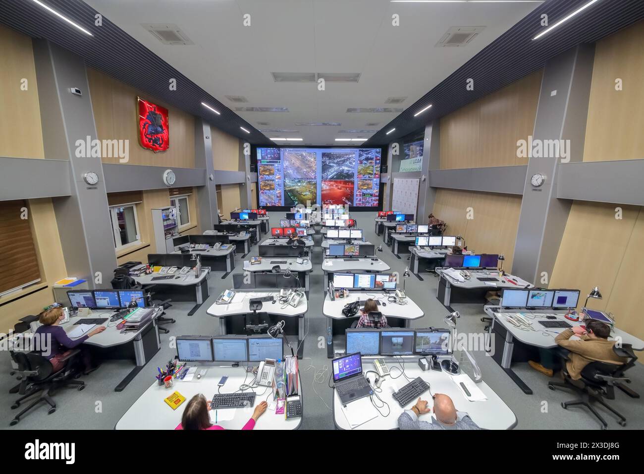 MOSKAU, RUSSLAND - 04. Februar 2016: Raumfahrtzentrum TSODD, Überwachung und Betriebsmanagement des Personenverkehrs Stockfoto