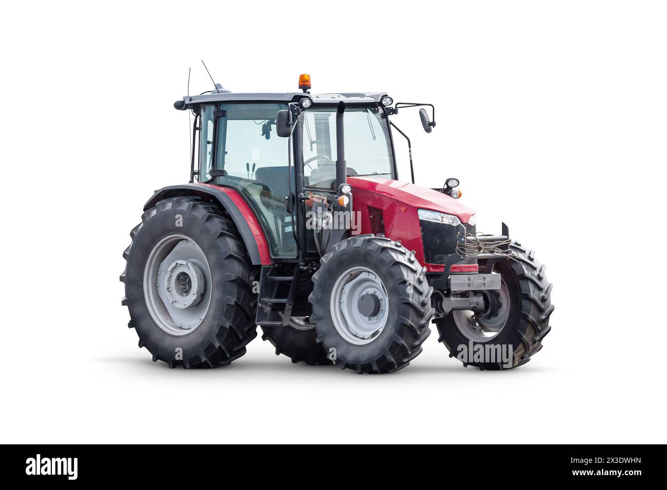 Moderner Radtraktor isoliert auf weißem Hintergrund Stockfoto