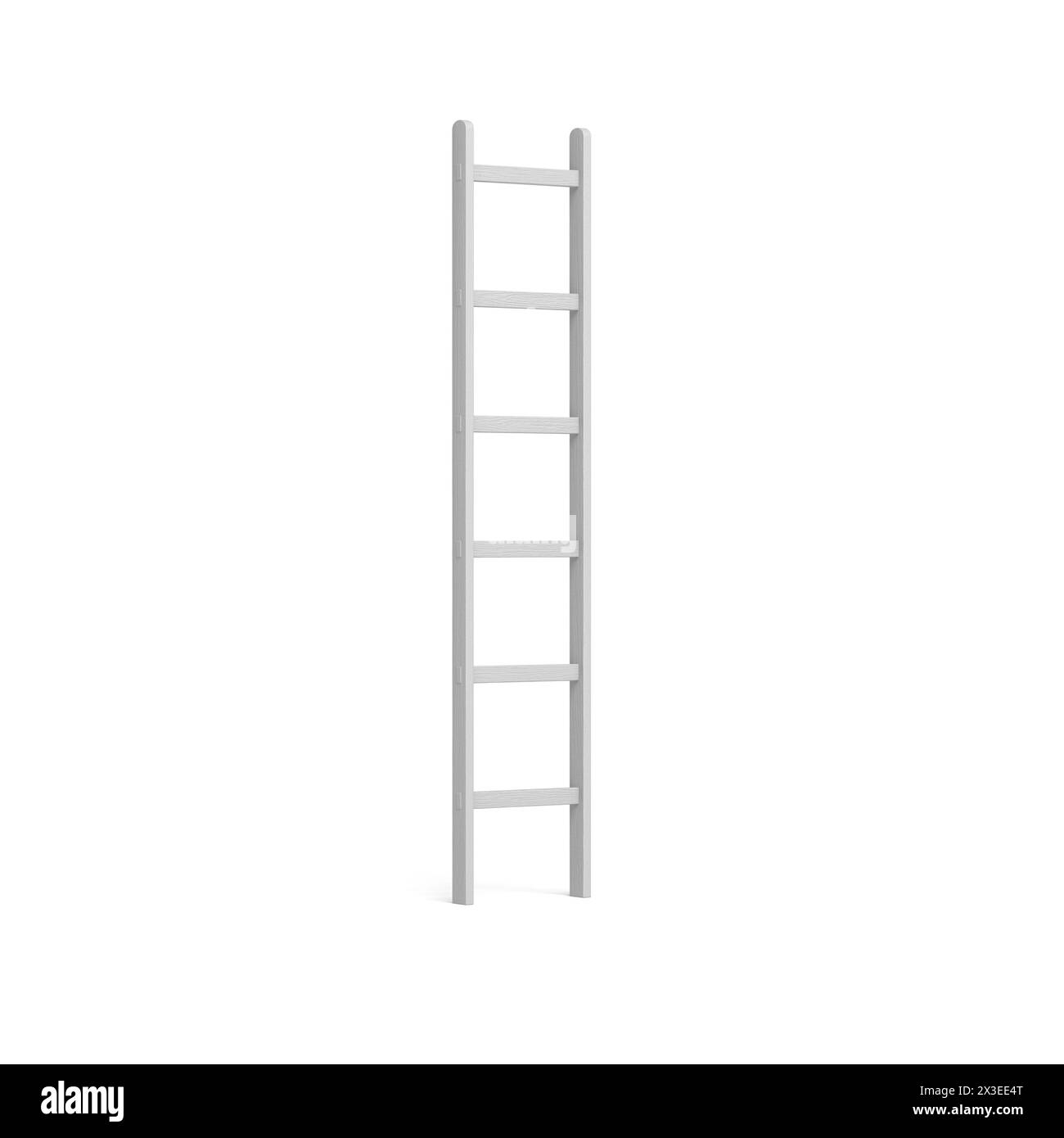 Weiße Holzleiter isoliert auf weißem Hintergrund. 3D-Abbildung. Stockfoto