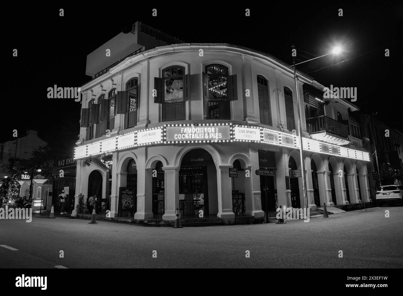 Atmosphäre der historischen Altstadt mit Straßen und Gebäuden aus der englischen Kolonialzeit in Georgetown auf Penang in Malaysia Südostasien Stockfoto