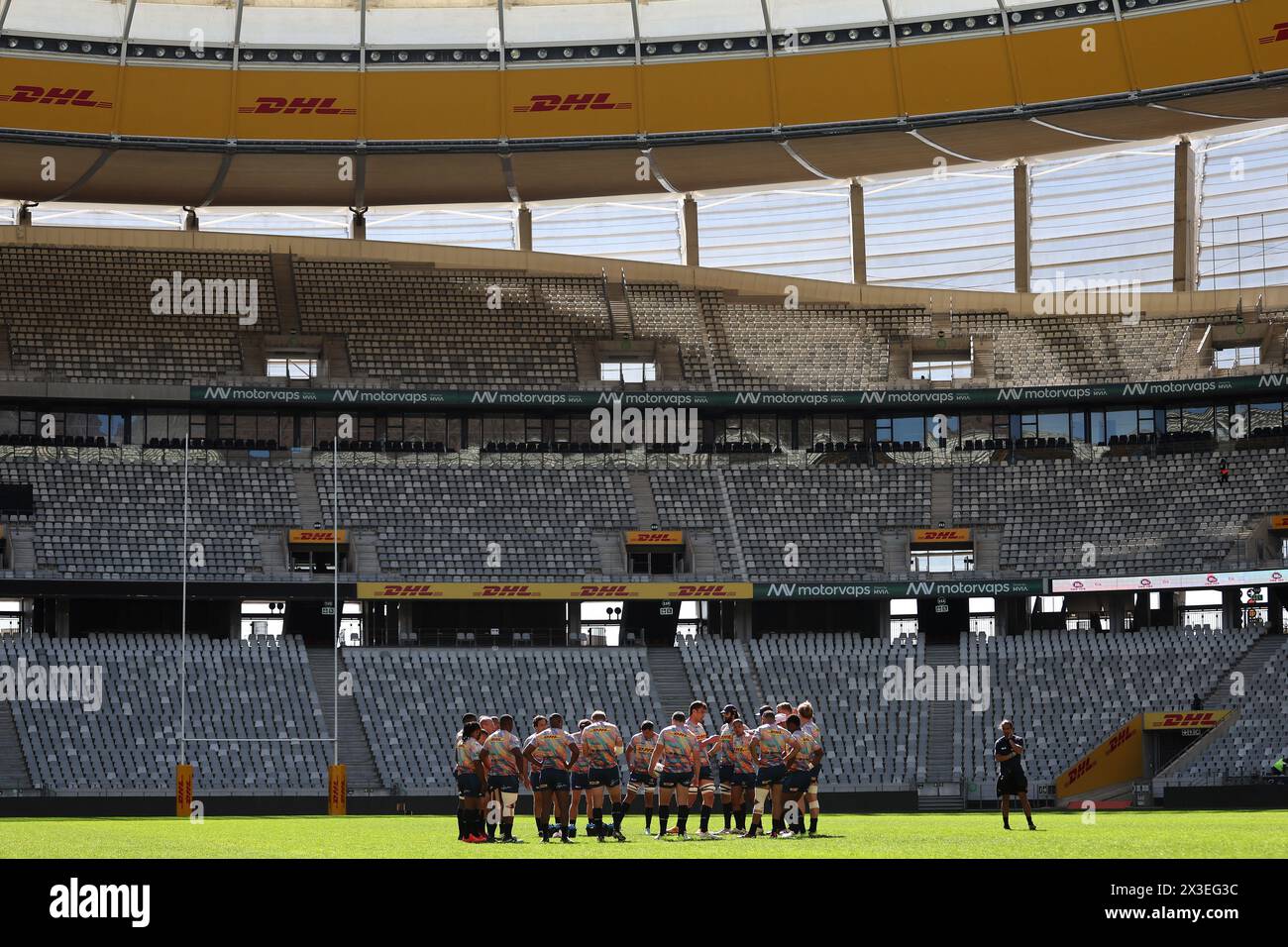 KAPSTADT, SÜDAFRIKA - 26. APRIL: DHL Stormers treffen sich während der DHL Stormers Captains am 26. April 2024 im DHL Stadium in Kapstadt, Südafrika. Foto: Shaun Roy/Alamy Live News Stockfoto