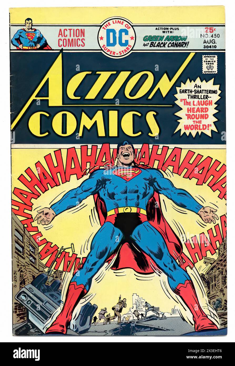 Action Comics, Nr. 450 - Vintage american Illustrated Publication Cover Stockfoto