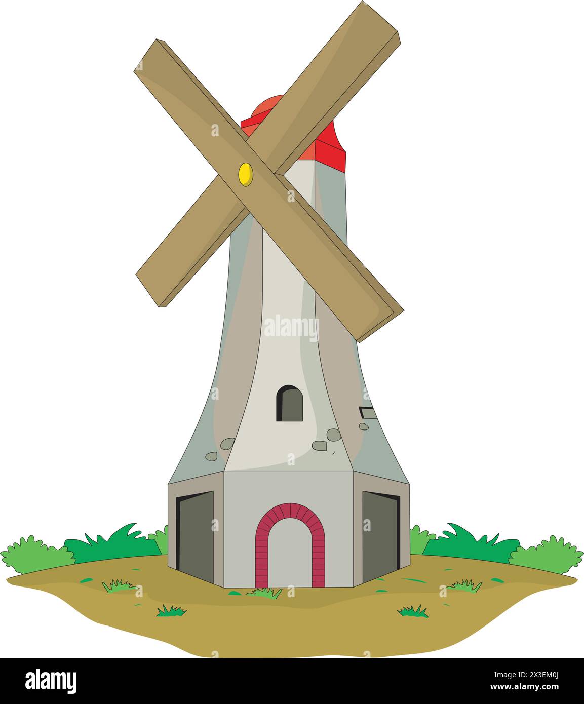 Vektor-Illustration für Segelflugzeuge und Windmühlen Stock Vektor