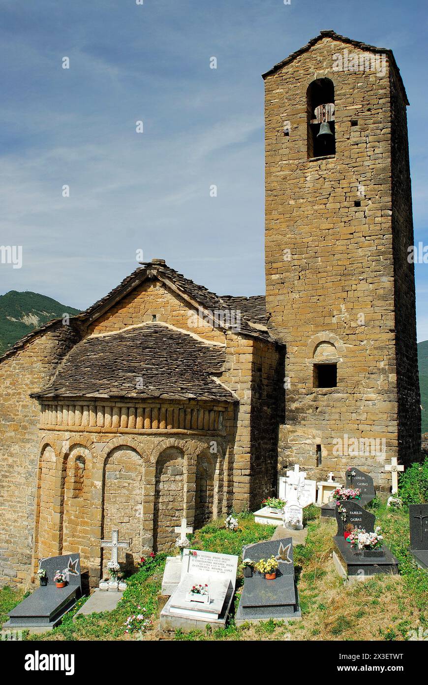 Kirche San Martin de Olivan, Huesca, Spanien Stockfoto