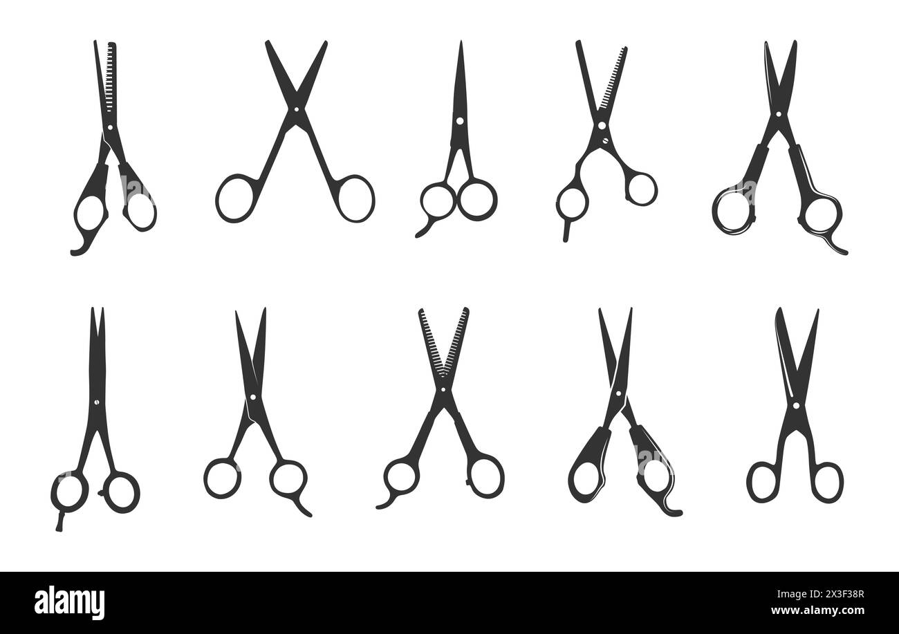 Friseurschere Silhouette, Schere Silhouette, Friseurschere, Haarschere Silhouette, Friseurschere, Haarschere Stock Vektor