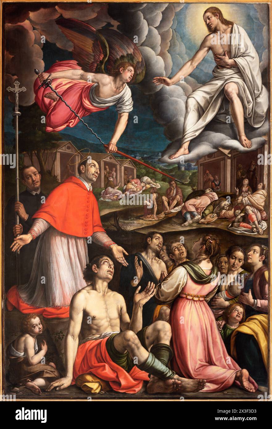 MAILAND, ITALIEN - 7. MÄRZ 2024: Das Gemälde von St. Karls und Peststillung in der Kirche Chiesa di San Giorgio al Palazzo Stockfoto
