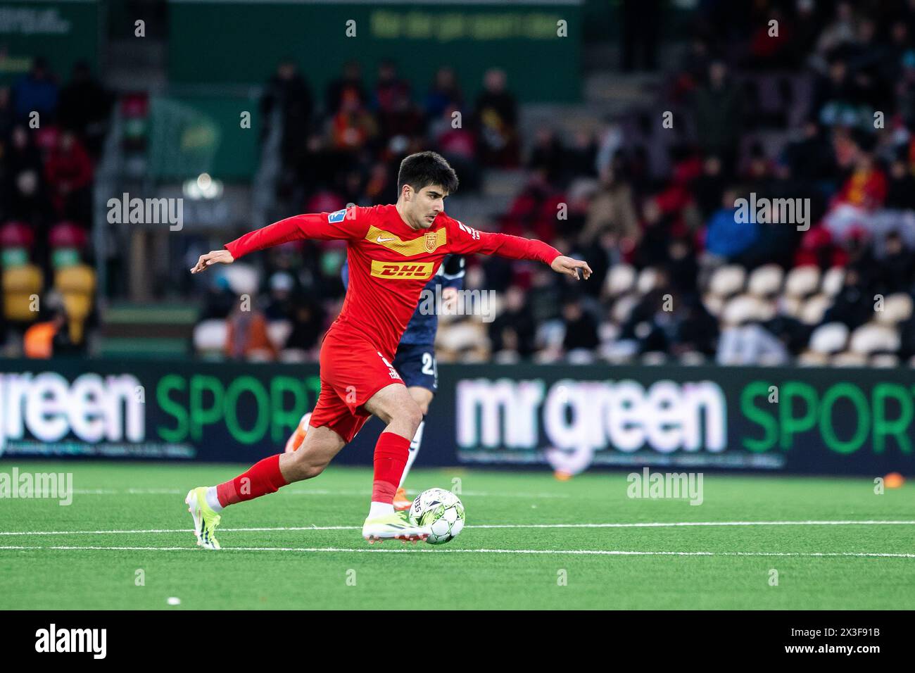 Farum, Dänemark. April 2024. Zidan Sertdemir (21) vom FC Nordsjaelland wurde während des 3F Superliga-Spiels zwischen dem FC Nordsjaelland und Aarhus GF auf der rechten Seite zum Dream Park in Farum gesehen. (Foto: Gonzales Photo - Dejan Obretkovic). Stockfoto