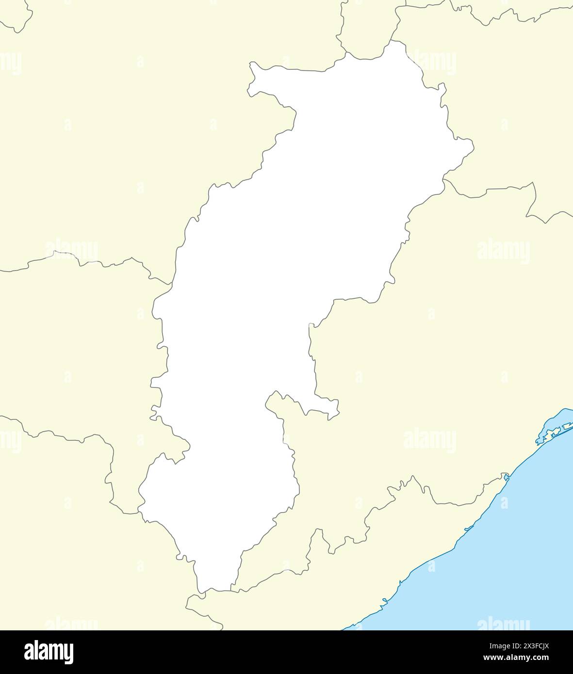 Lageplan von Chhattisgarh ist ein Bundesstaat Indien mit Nachbarstaat und Nachbarland Stock Vektor