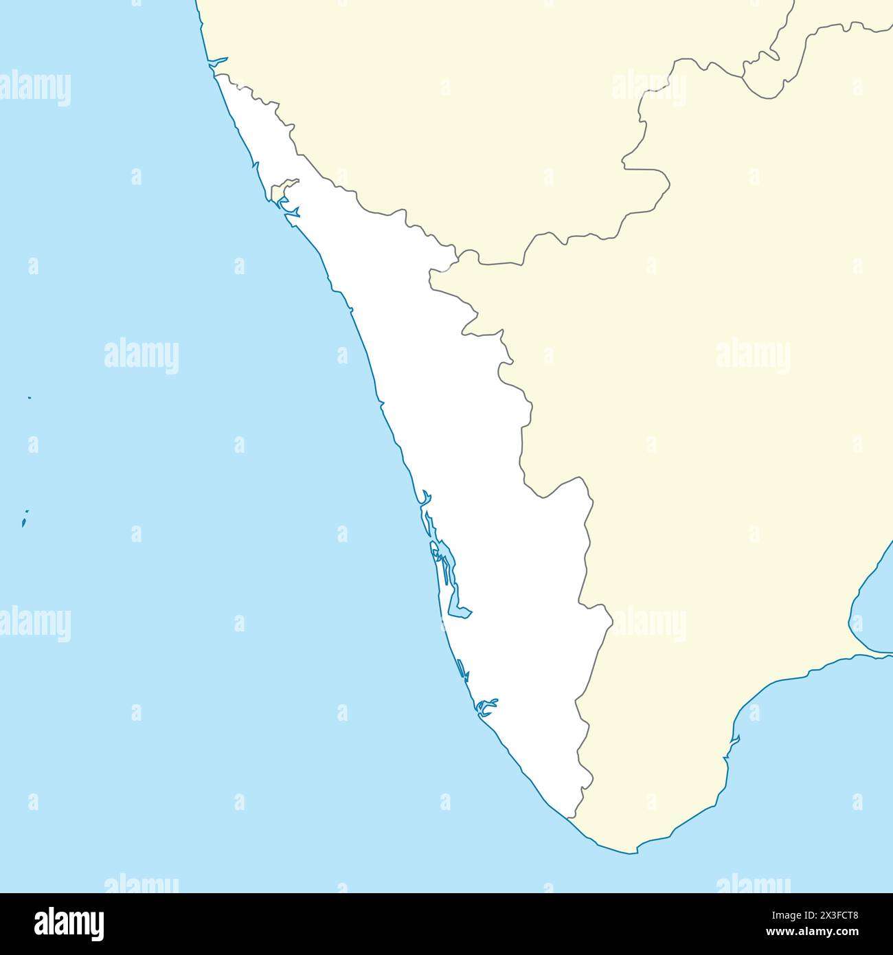 Lageplan von Kerala ist ein Bundesstaat Indien mit Nachbarstaat und Nachbarland Stock Vektor