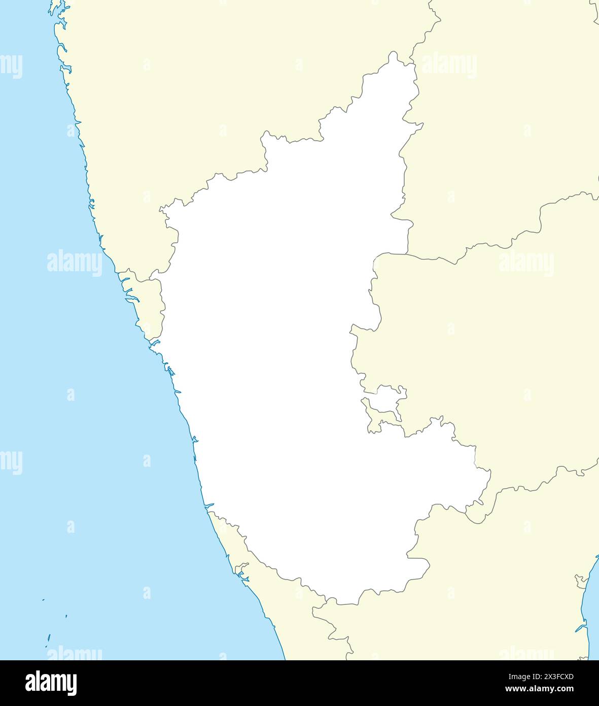 Karnataka ist ein Bundesstaat Indien mit Nachbarstaat und Nachbarland Stock Vektor