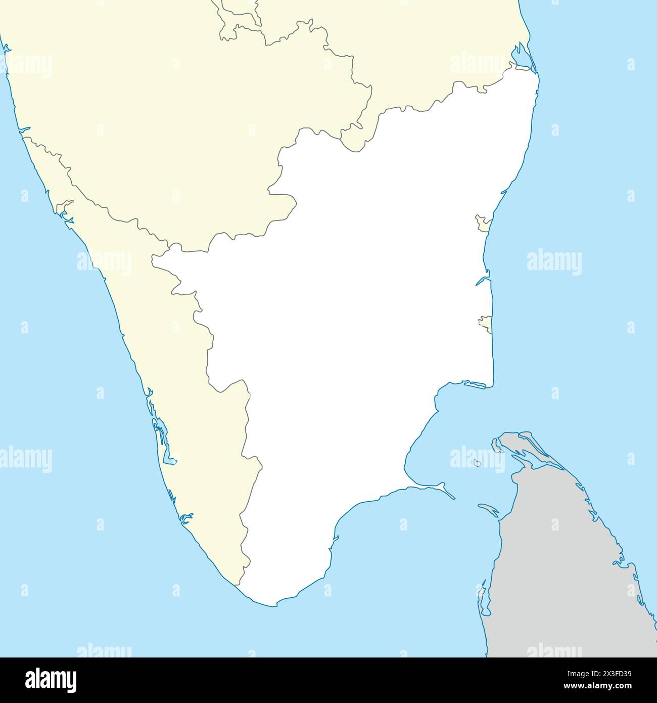 Lageplan von Tamil Nadu ist ein Bundesstaat Indien mit Nachbarstaat und Nachbarland Stock Vektor