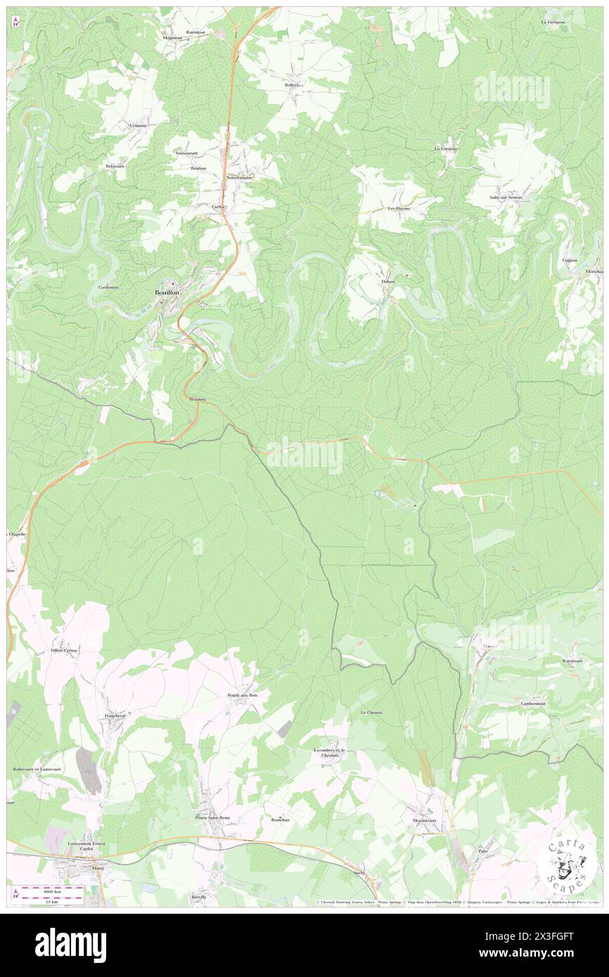 Bouillon, Province du Luxembourg, BE, Belgien, Wallonien, n 49 47' 48''', N 5 4' 4''', Karte, Cartascapes Map, veröffentlicht 2024. Erkunden Sie Cartascapes, eine Karte, die die vielfältigen Landschaften, Kulturen und Ökosysteme der Erde enthüllt. Reisen Sie durch Zeit und Raum und entdecken Sie die Verflechtungen der Vergangenheit, Gegenwart und Zukunft unseres Planeten. Stockfoto