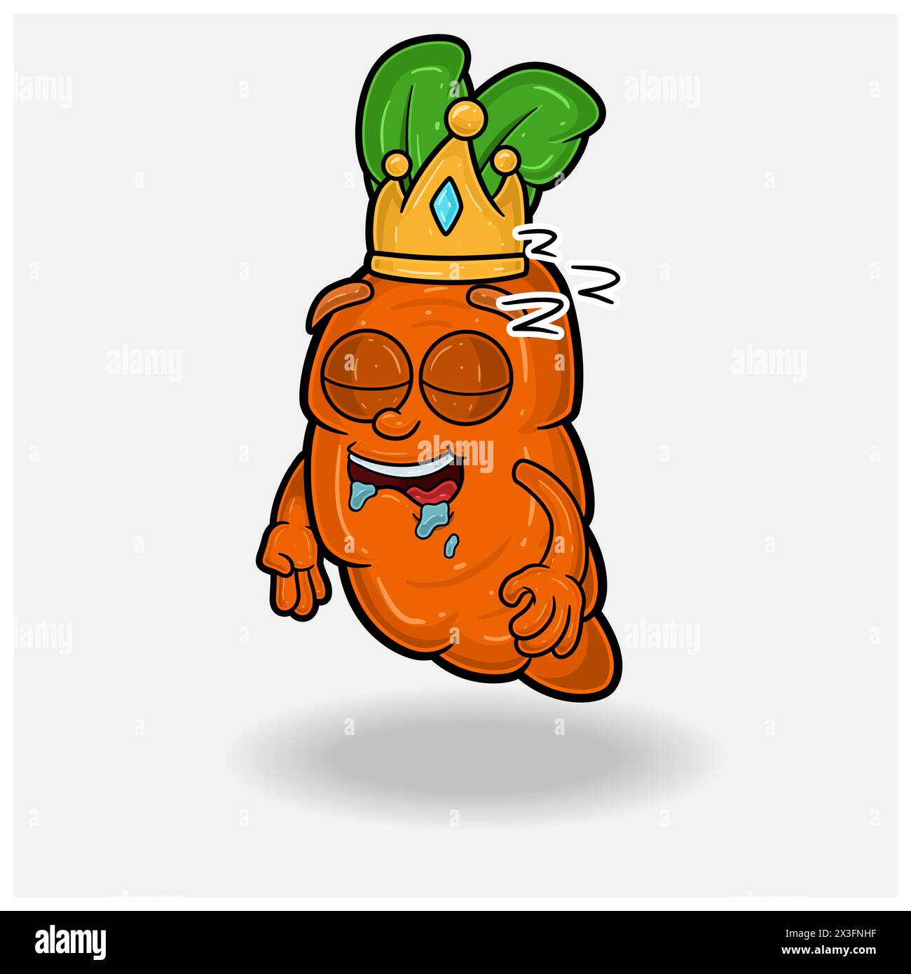 Cartoon mit Karotten-Maskottchen-Charakter mit Schlafausdruck. Vektorabbildungen Stock Vektor