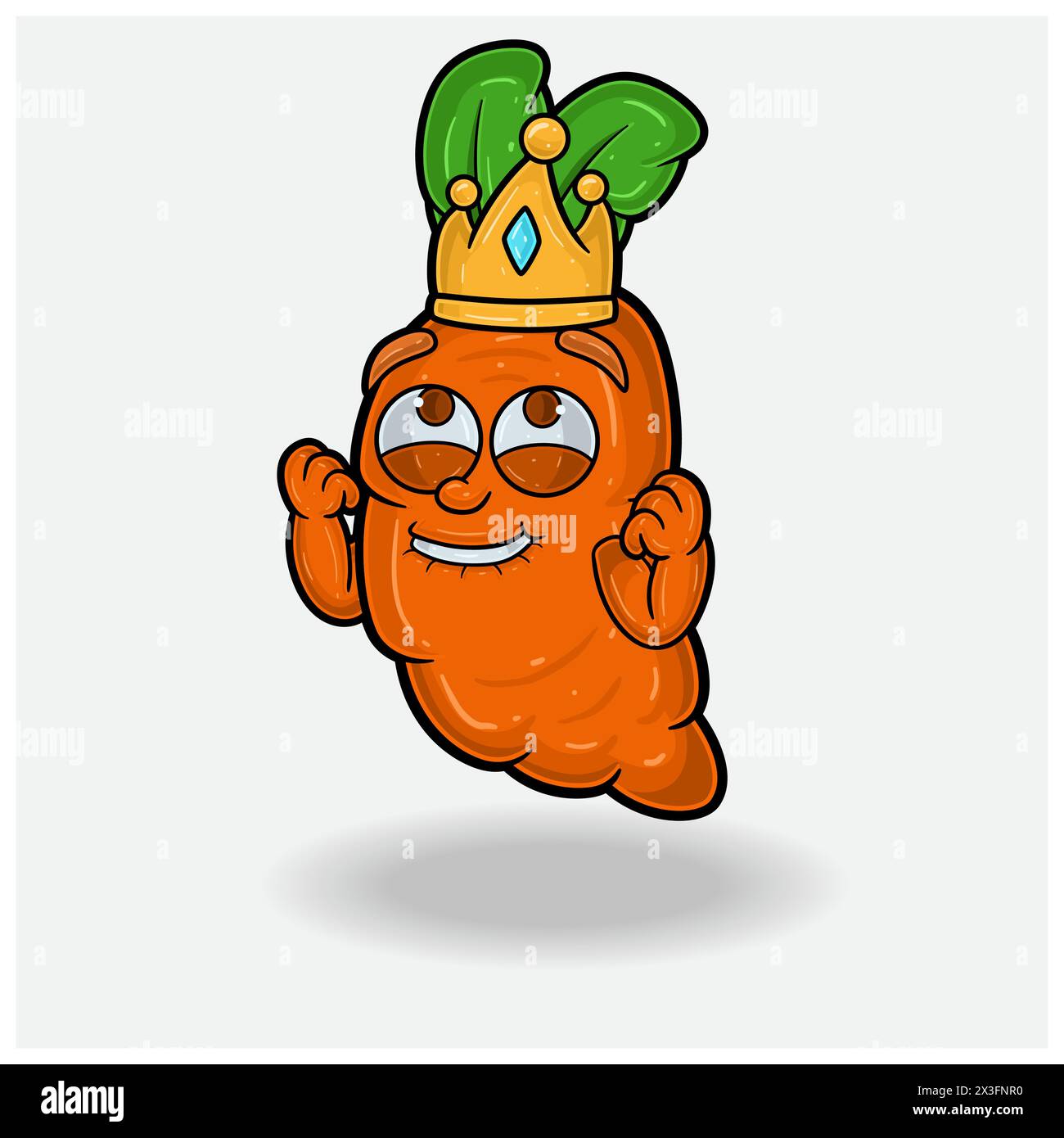 Cartoon mit Karotten-Maskottchen und fröhlichem Ausdruck. Vektorabbildungen Stock Vektor